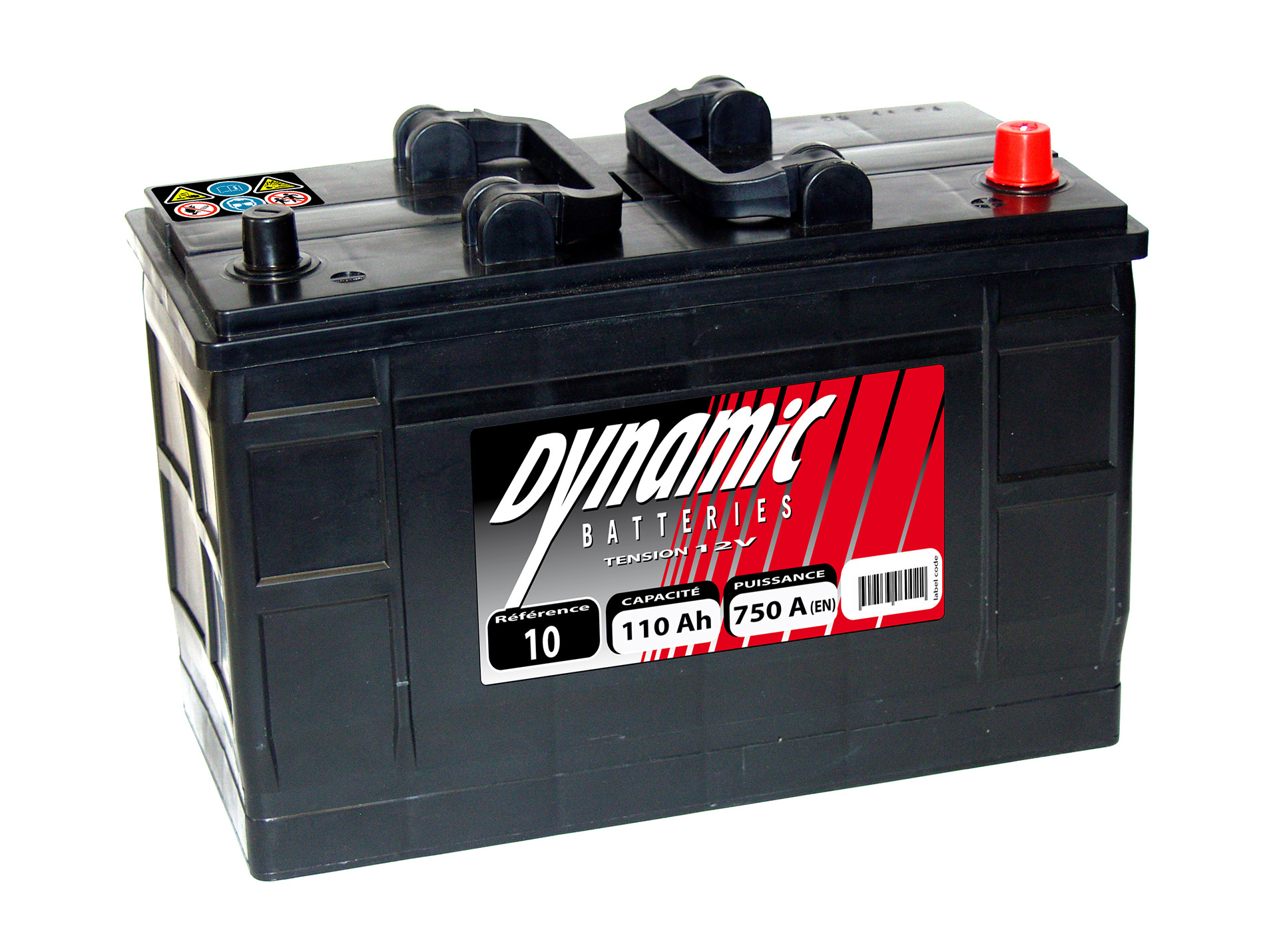 Batterie 12V N°10 EXIDE Dynamic 110Ah 750A